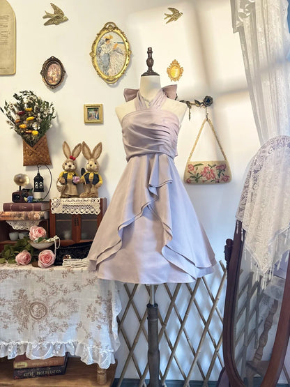 Halter Light Purple Birthday Dress Short Homecoming Dress   P2143