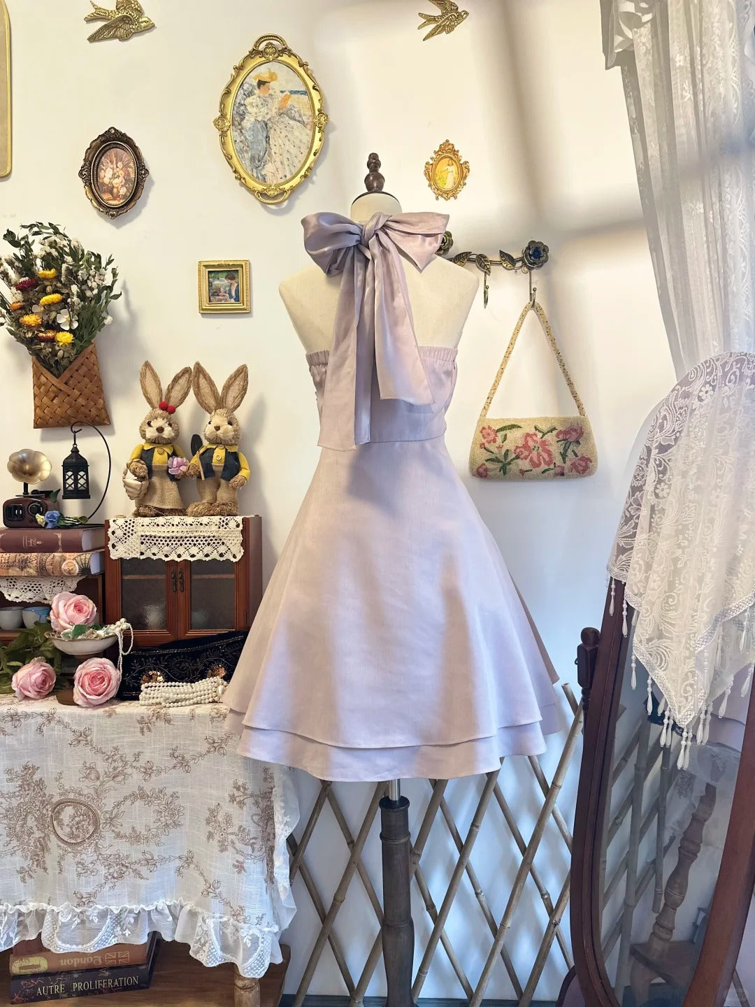 Halter Light Purple Birthday Dress Short Homecoming Dress   P2143