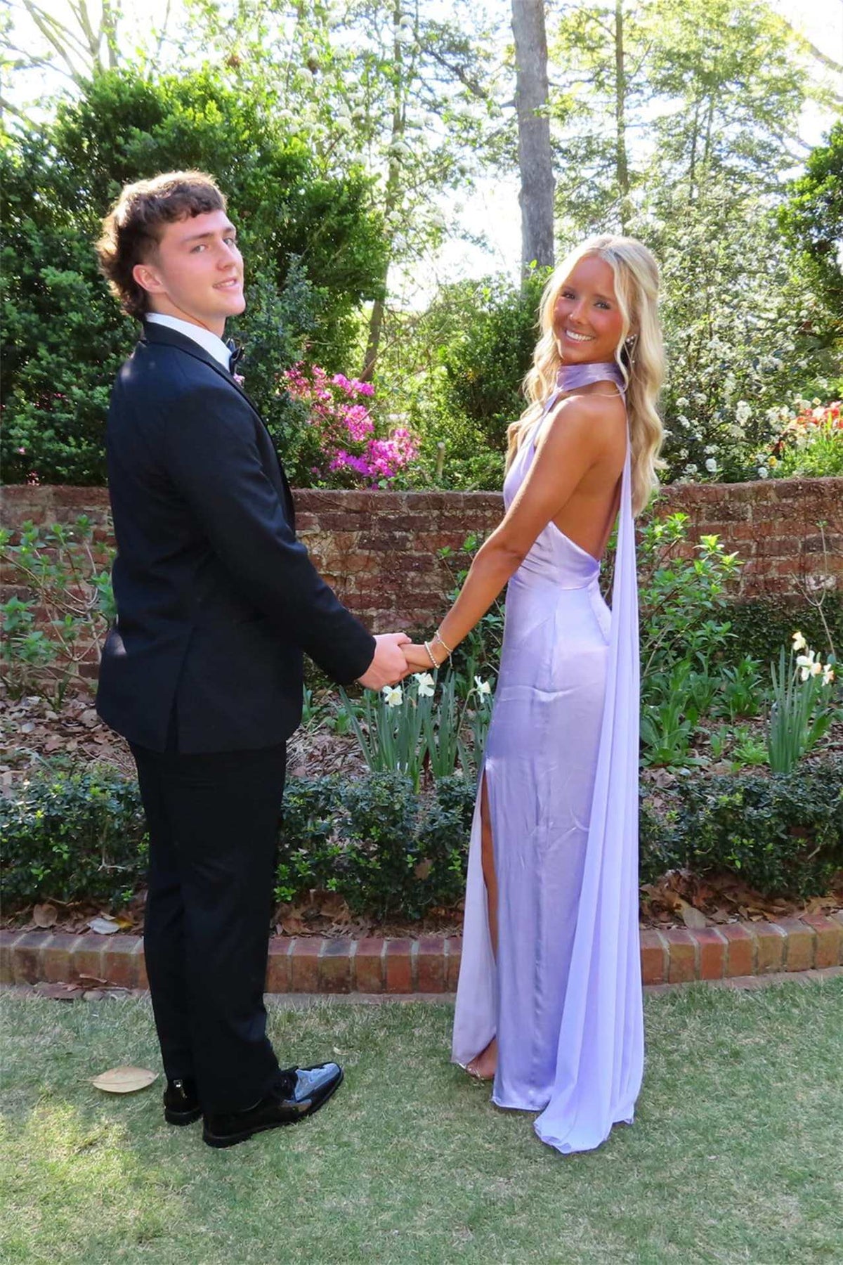 Halter Lilac Backless Long Prom Dress With Train  P2540
