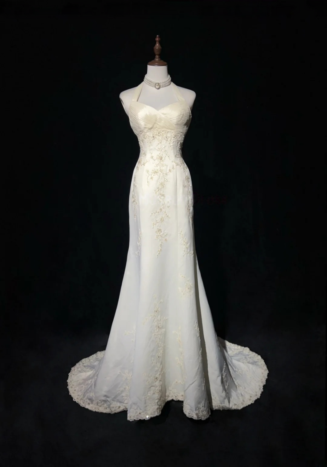 Halter Mermaid Appliques Prom Dress Formal Evening Gown P881