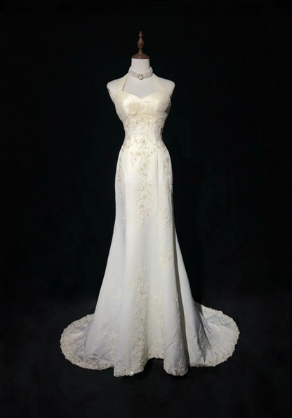Halter Mermaid Appliques Prom Dress Formal Evening Gown P881