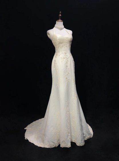 Halter Mermaid Appliques Prom Dress Formal Evening Gown P881