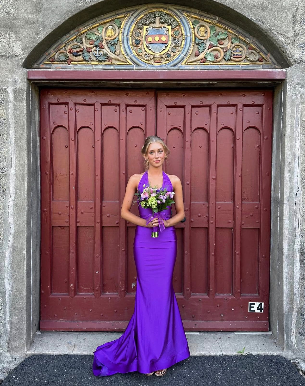 Halter Mermaid Purple Prom Dress Open Back Evening Gown  P1602
