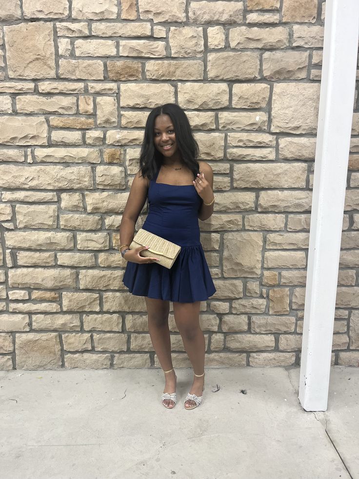 Halter Navy Blue Birthday Dress Short Homecoming Dress  P1429