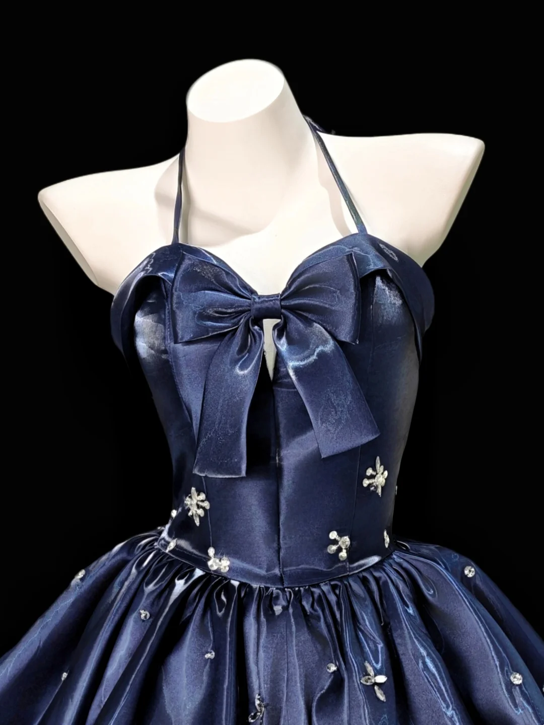 Halter Navy Blue Short Birthday Dress A Line Homecomming Dress  P811