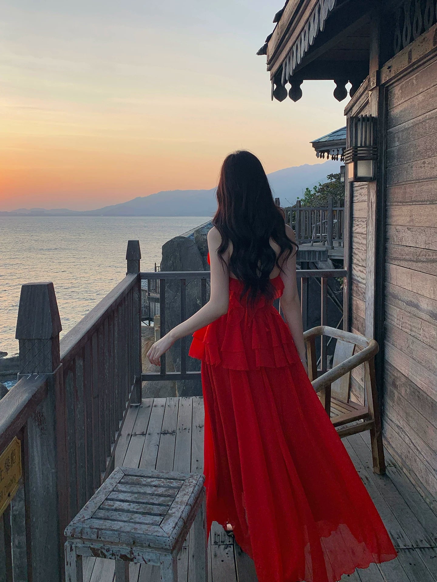 Halter Neck Red Ruffled Wedding Guest Dress Summer Dress  L144