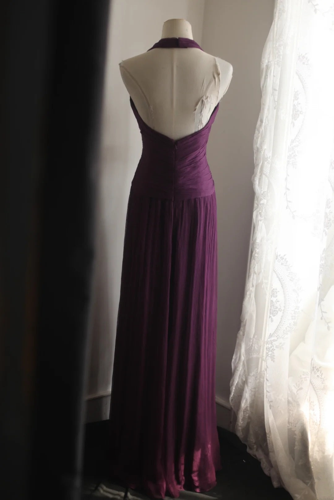 Halter Purple Chiffon Formal Wedding Guest Dress Bridesmaid Dress  P2662
