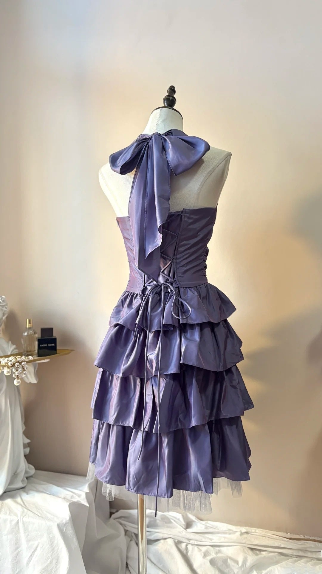 Halter Purple Layered Homecoming Dress Birthday Dress  P1310