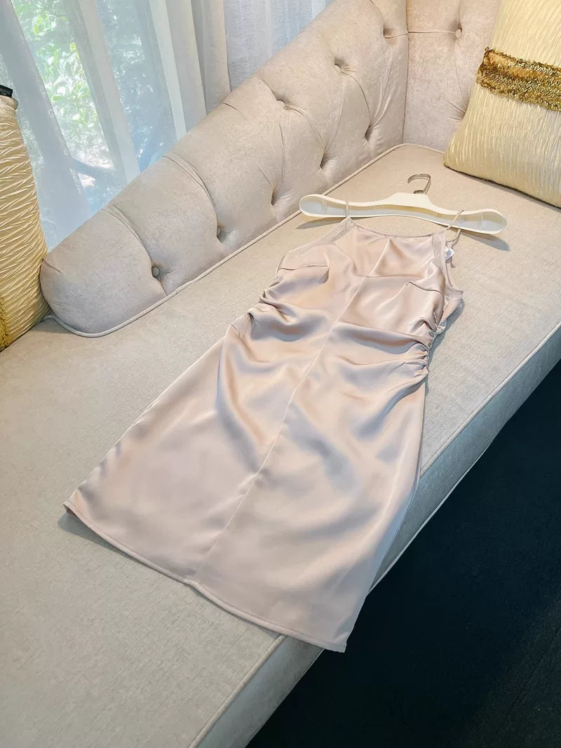 Halter Sheath Satin Homecoming Dress Short Cocktail Dress  P1748