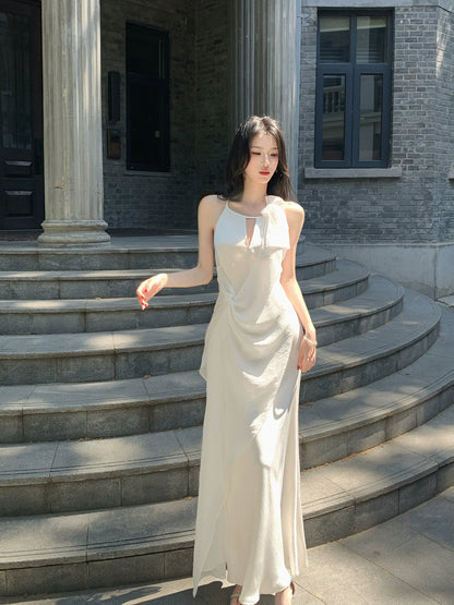 Halter White Mermaid Evening Dress  P1644