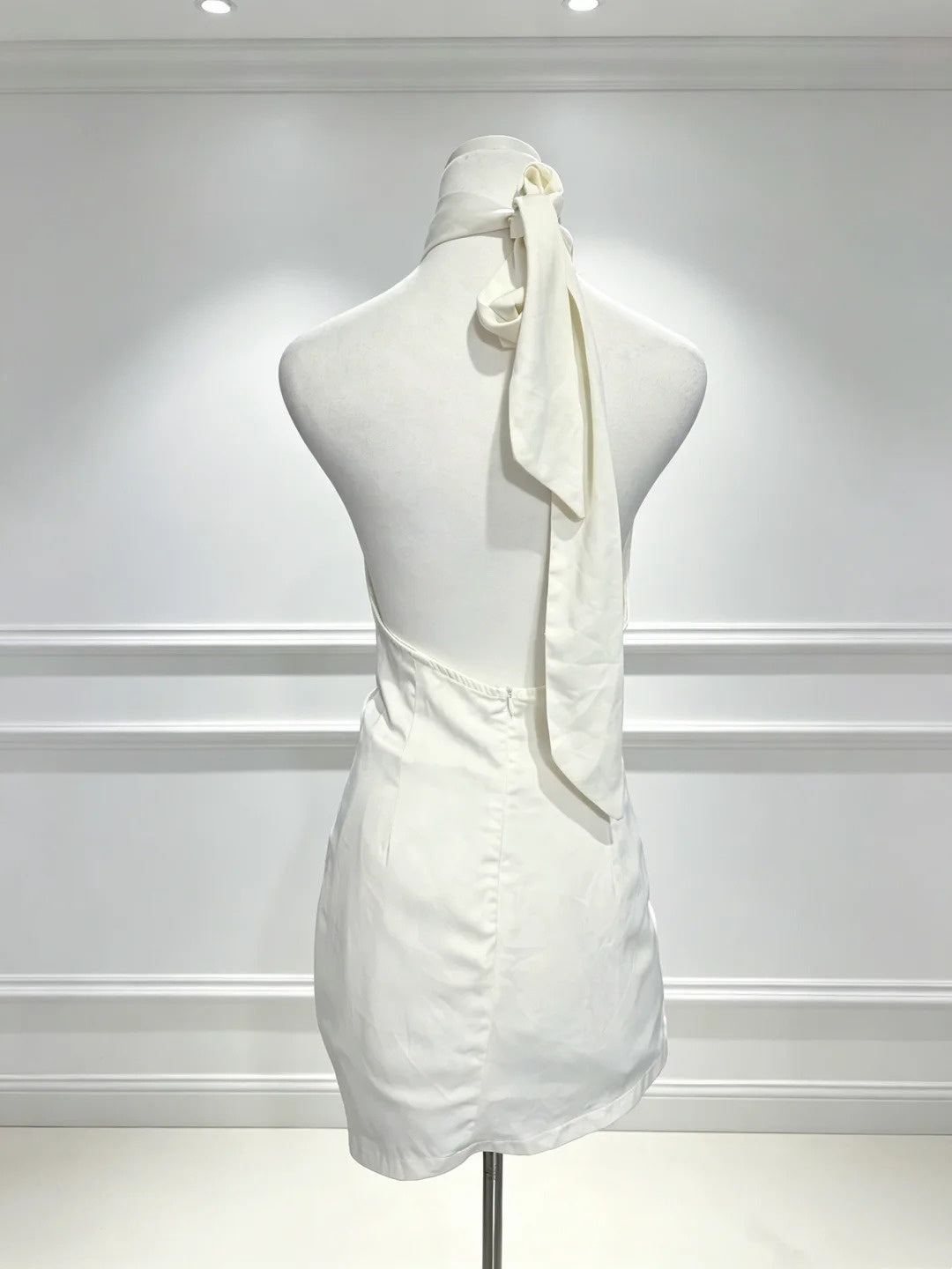 Halter White Sheath Graduation Dress Short Birthday Dress  P2396