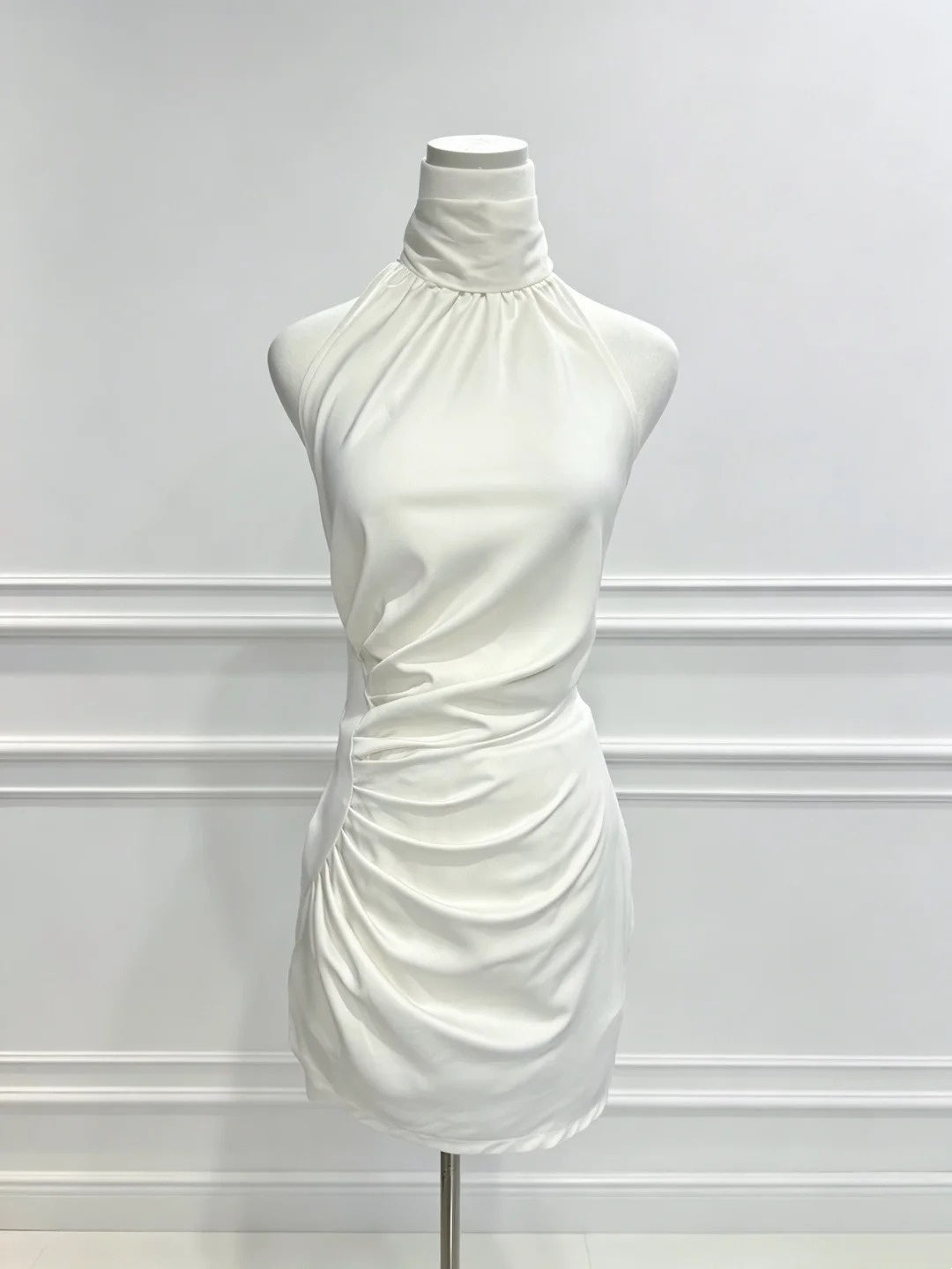 Halter White Sheath Graduation Dress Short Birthday Dress  P2396