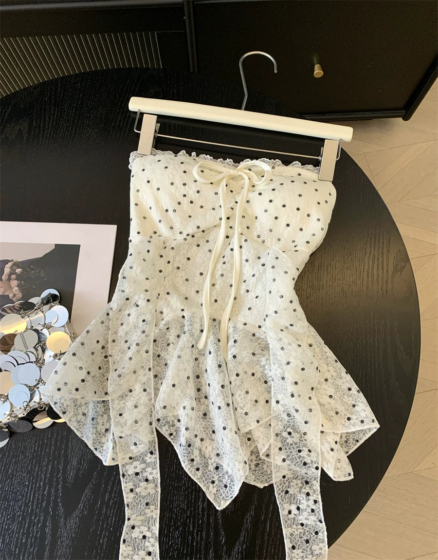 Irregular Polka-dot Strapless Top  L133