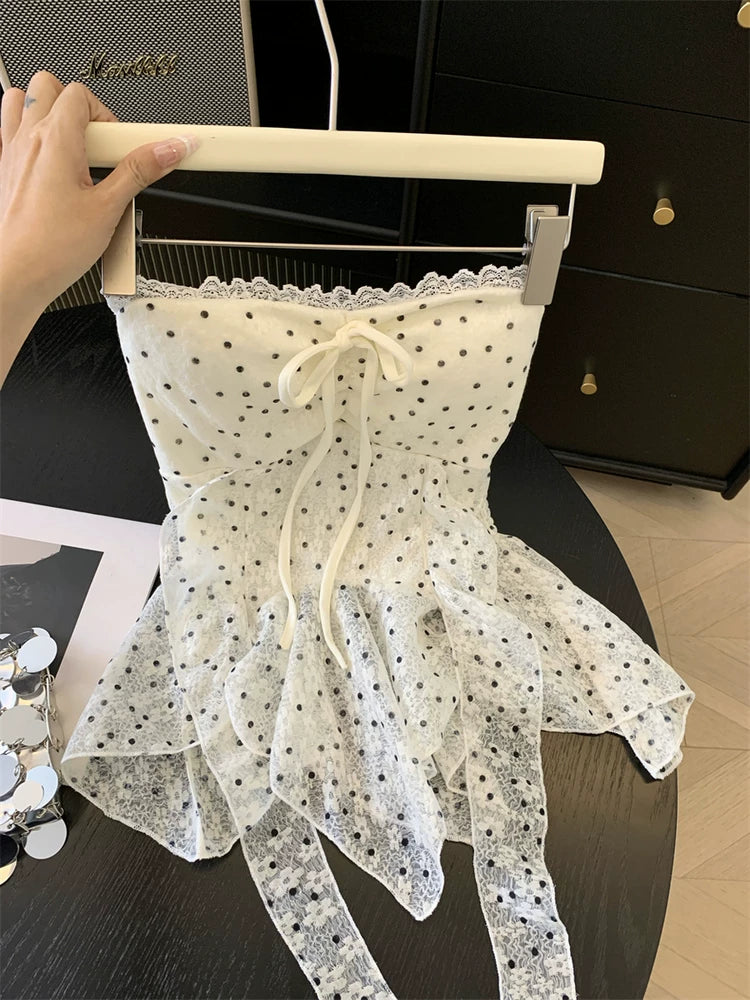 Irregular Polka-dot Strapless Top  L133