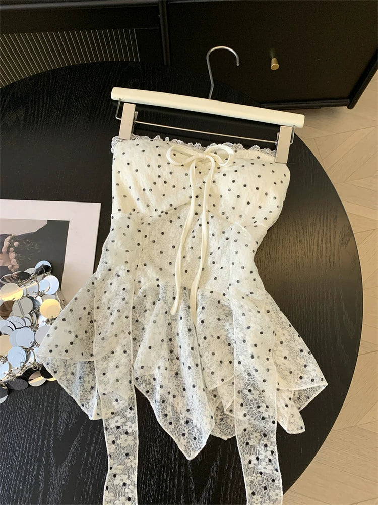 Irregular Polka-dot Strapless Top  L133