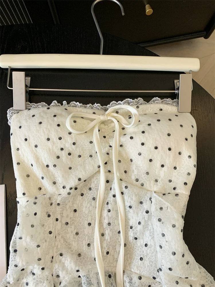 Irregular Polka-dot Strapless Top  L133