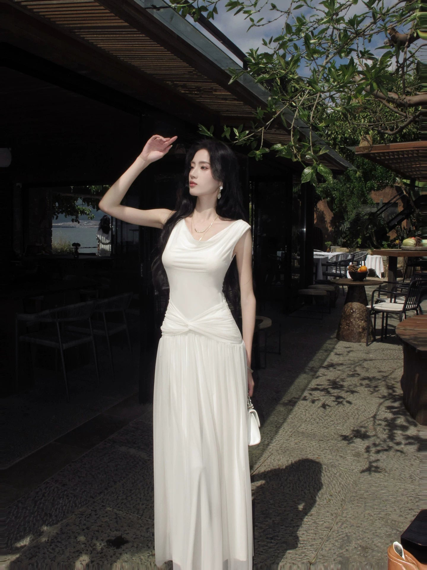 Ivory Chiffon Evening Dress Elegant  Wedding Dress  P1286