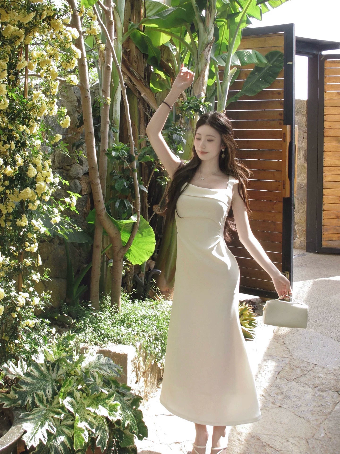 Ivory Mermaid Satin Wedding Dress Elegant Evening Dress  P1281