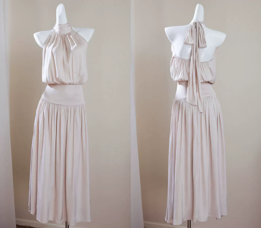 Ivory Mermaid Satin Wedding Dress Elegant Evening Dress  P1282