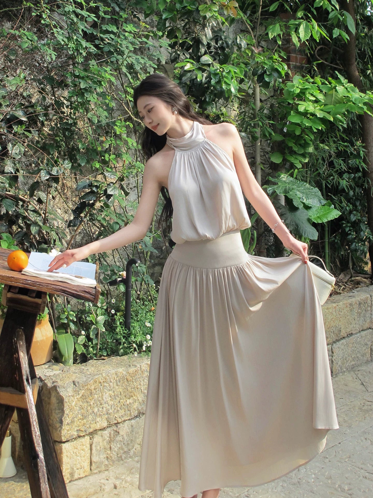 Ivory Mermaid Satin Wedding Dress Elegant Evening Dress  P1282