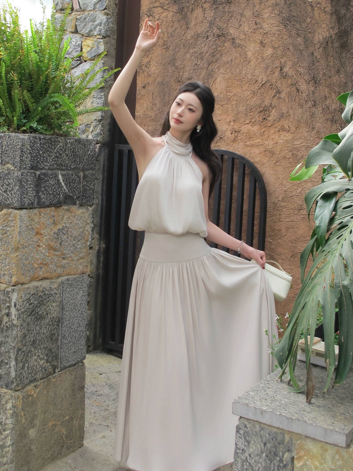 Ivory Mermaid Satin Wedding Dress Elegant Evening Dress  P1282