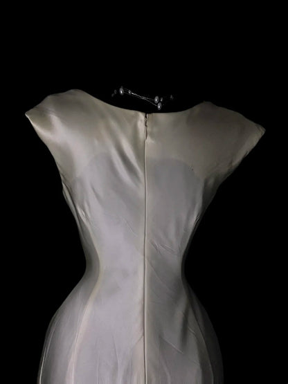 Ivory Satin Mermaid Formal Wedding Dress Elegant Evening Dress  P1731