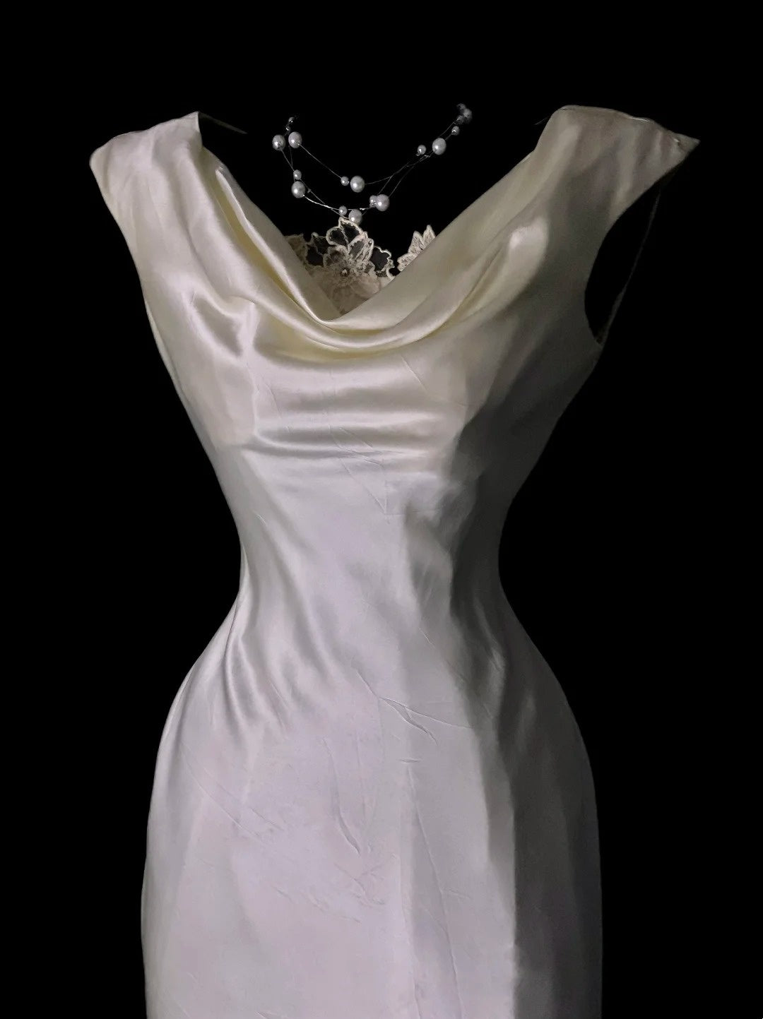 Ivory Satin Mermaid Formal Wedding Dress Elegant Evening Dress  P1731