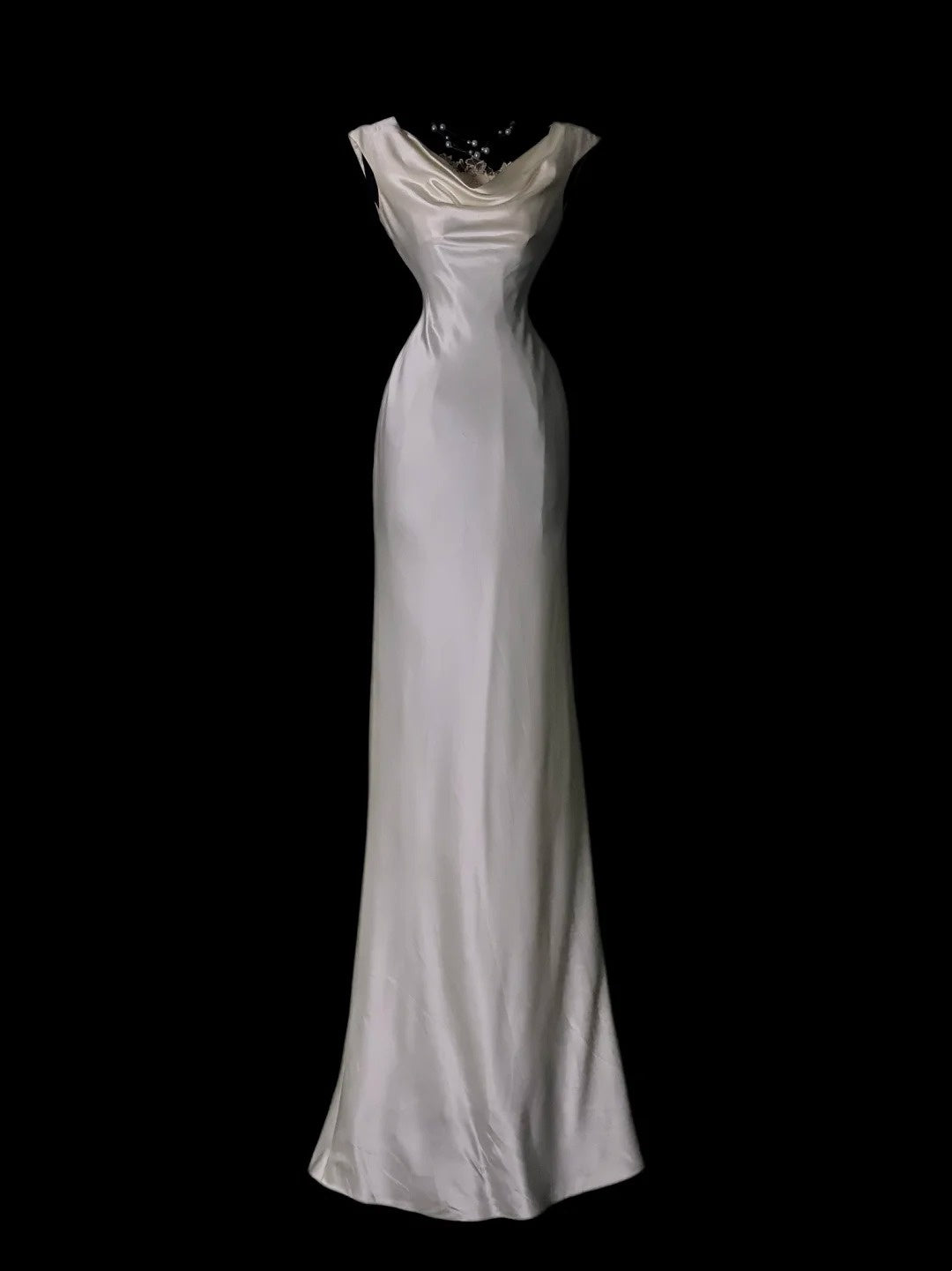 Ivory Satin Mermaid Formal Wedding Dress Elegant Evening Dress  P1731