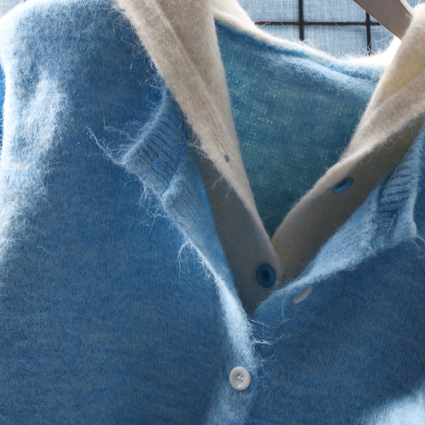 Hooded Blue Sweater Cardigan Women's Loose Autumn Knitted Top L12