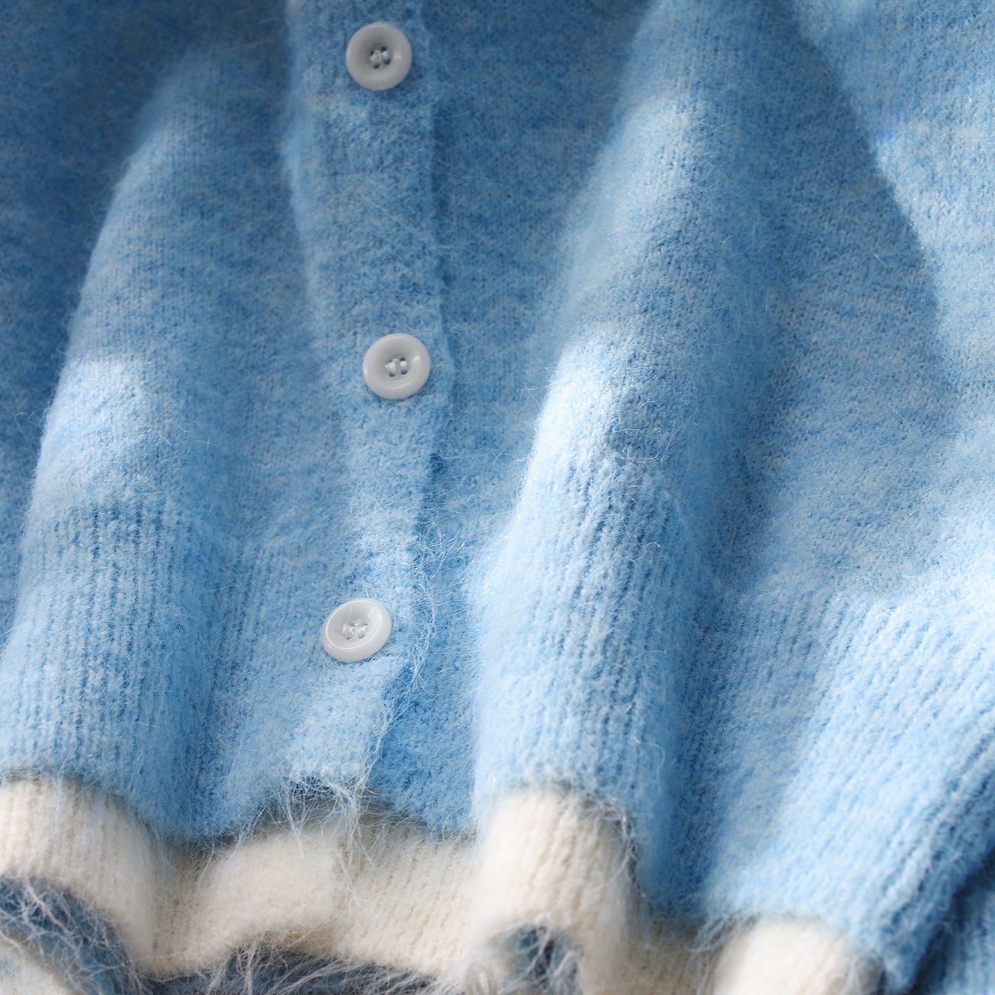Hooded Blue Sweater Cardigan Women's Loose Autumn Knitted Top L12
