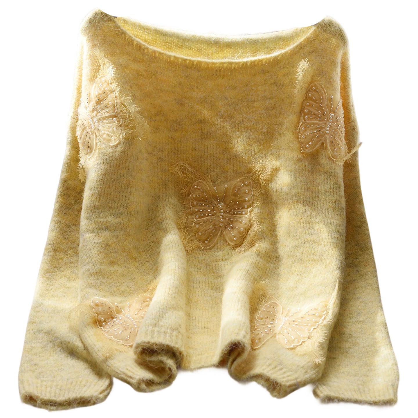 Women's Loose Beaded Crew Neck Sweater Sweet Knitted Top for Autumn L14