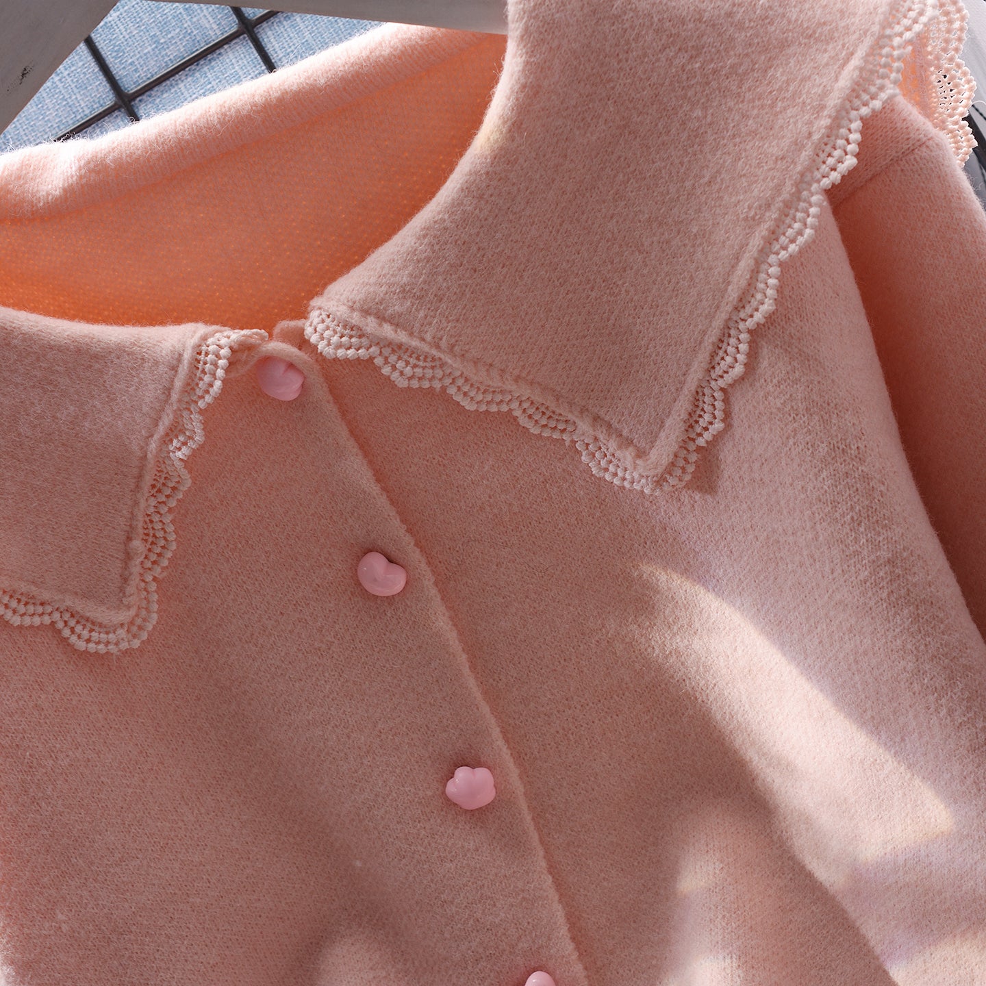 Women's Loose Lace Doll Collar Sweater Coat  Sweet Knitted Top for Autumn L16