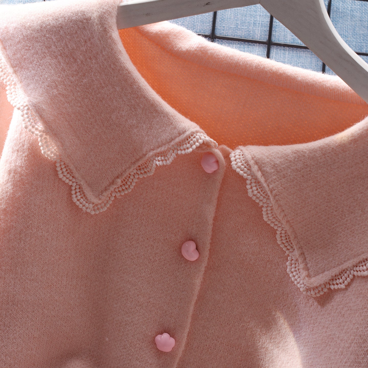 Women's Loose Lace Doll Collar Sweater Coat  Sweet Knitted Top for Autumn L16