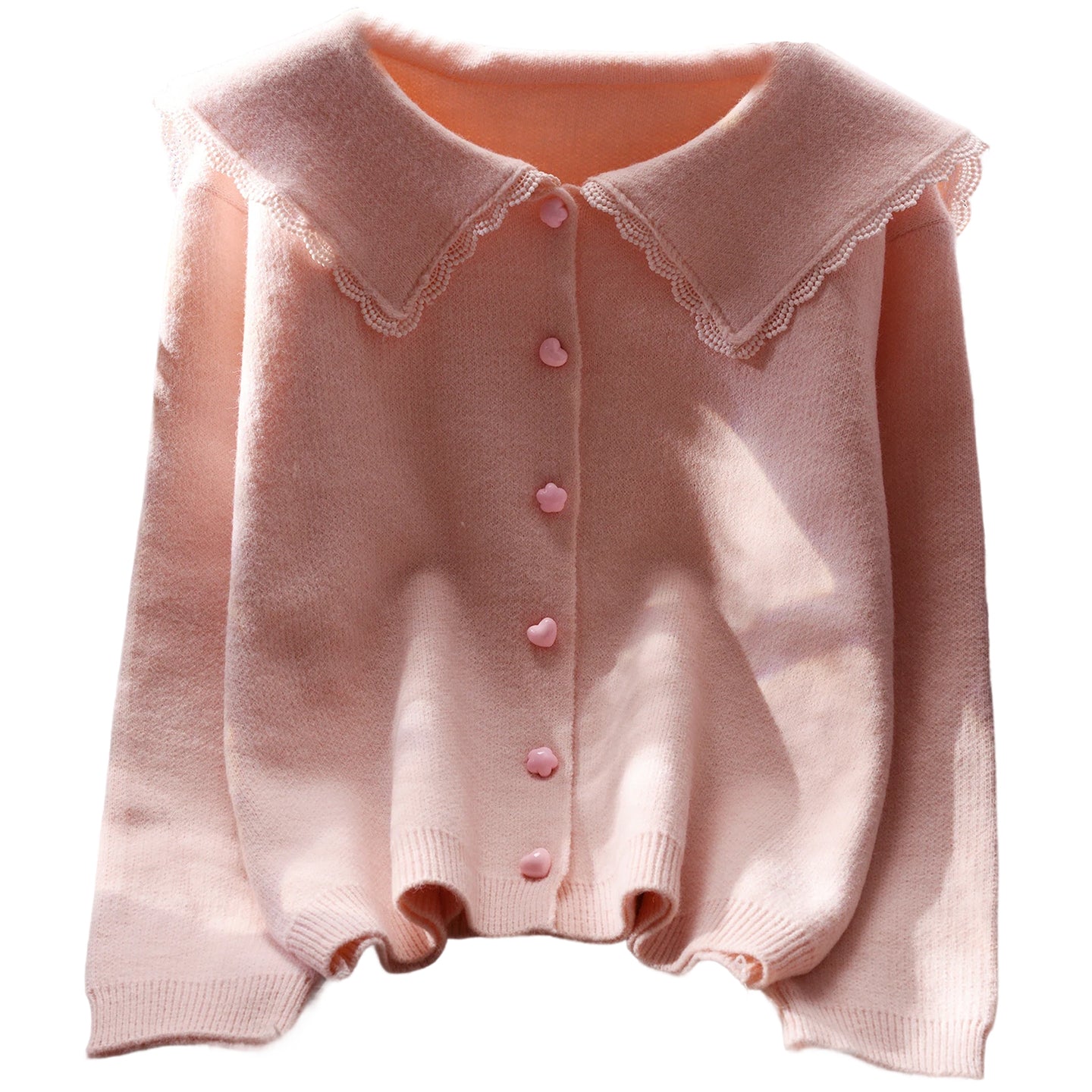 Women's Loose Lace Doll Collar Sweater Coat  Sweet Knitted Top for Autumn L16