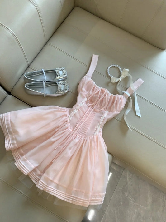 A Line Pink Short Dress Sweet Birthday Dress Party Dress L19