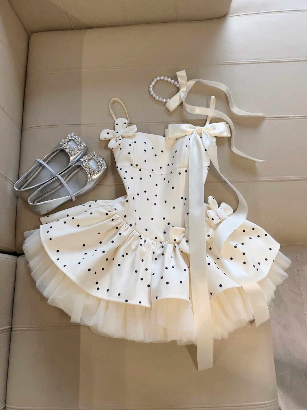Polka Dot Puffy Princess Tulle  Short Birthday Dress L21
