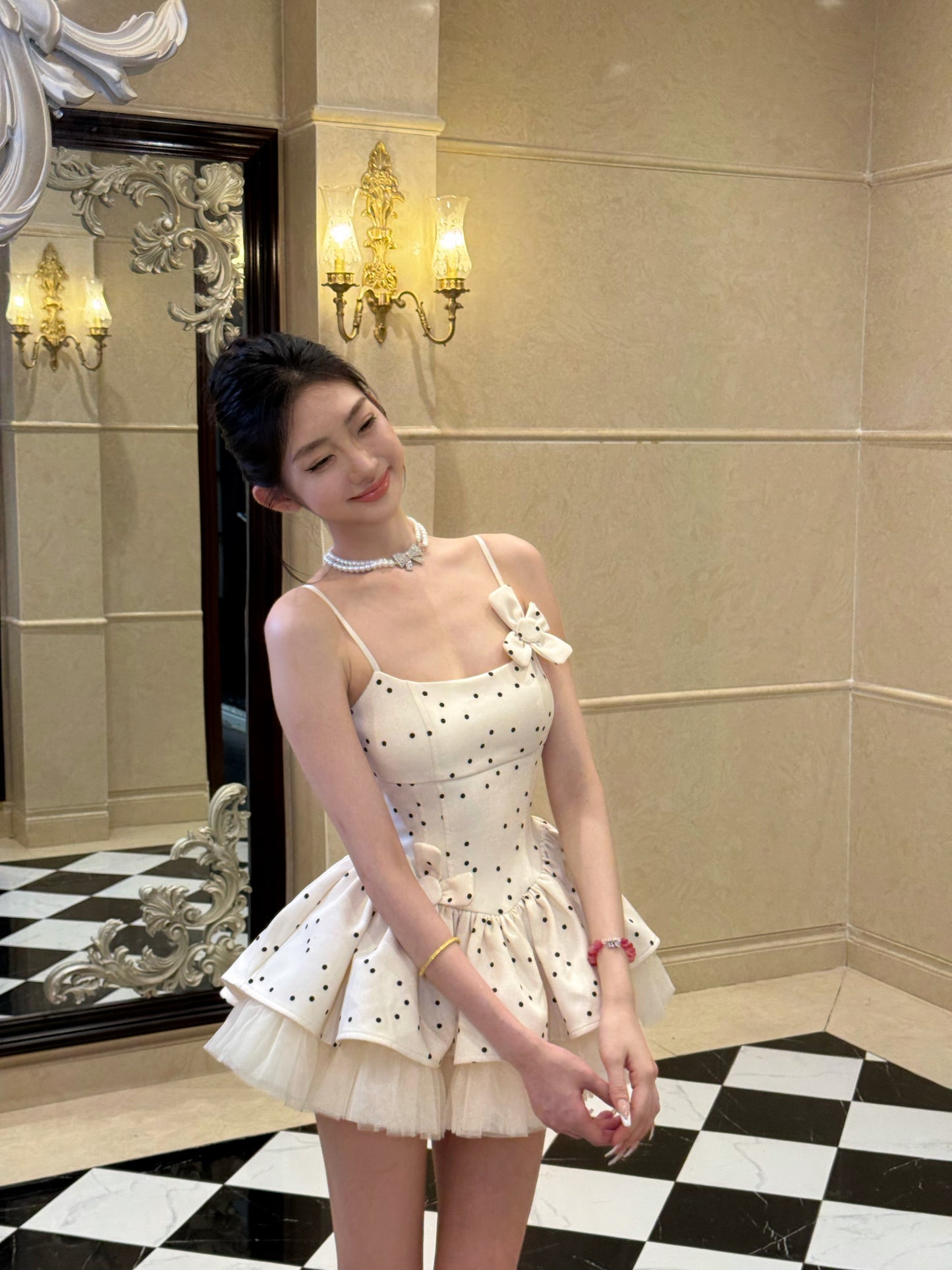 Polka Dot Puffy Princess Tulle  Short Birthday Dress L21