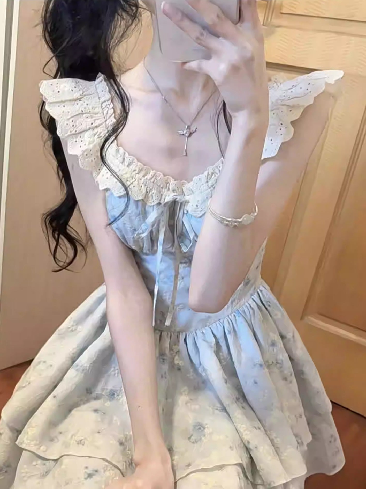 Floral Princess Puffy  Dress  Short Sweet Birthday Dress L22