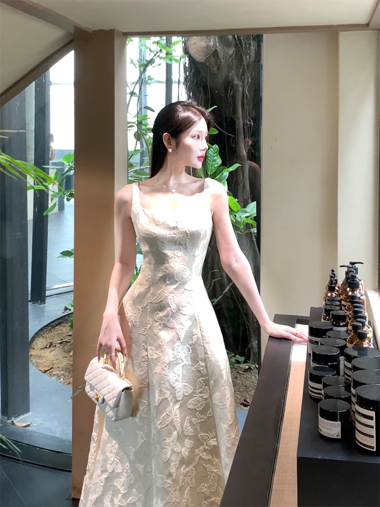 Square Neck A Line Prom Dress Butterfly Formal Party Dress Birthday Dress  L34