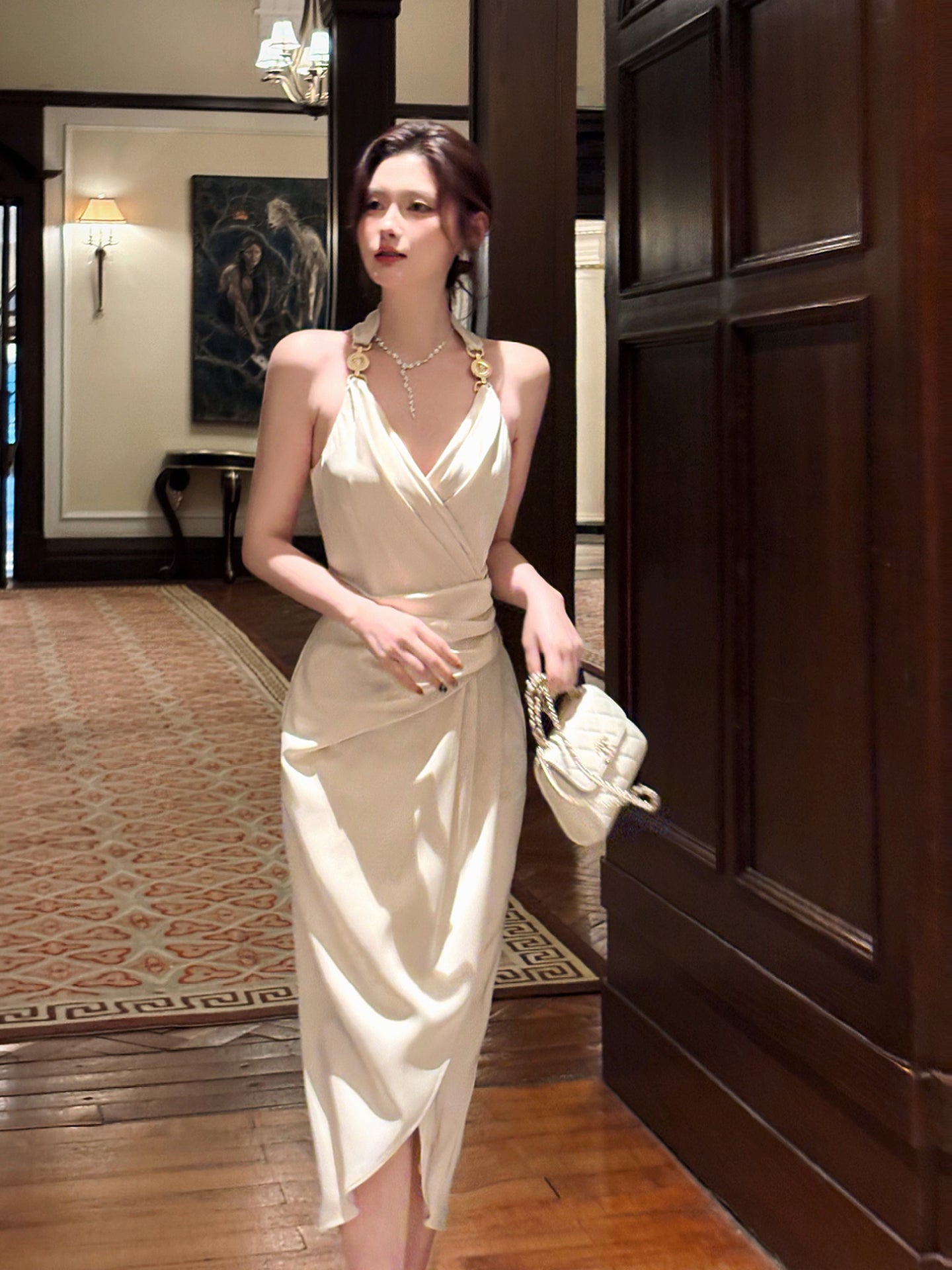 V Neck Evening Dress Formal Party Dress Birthday Dress L7