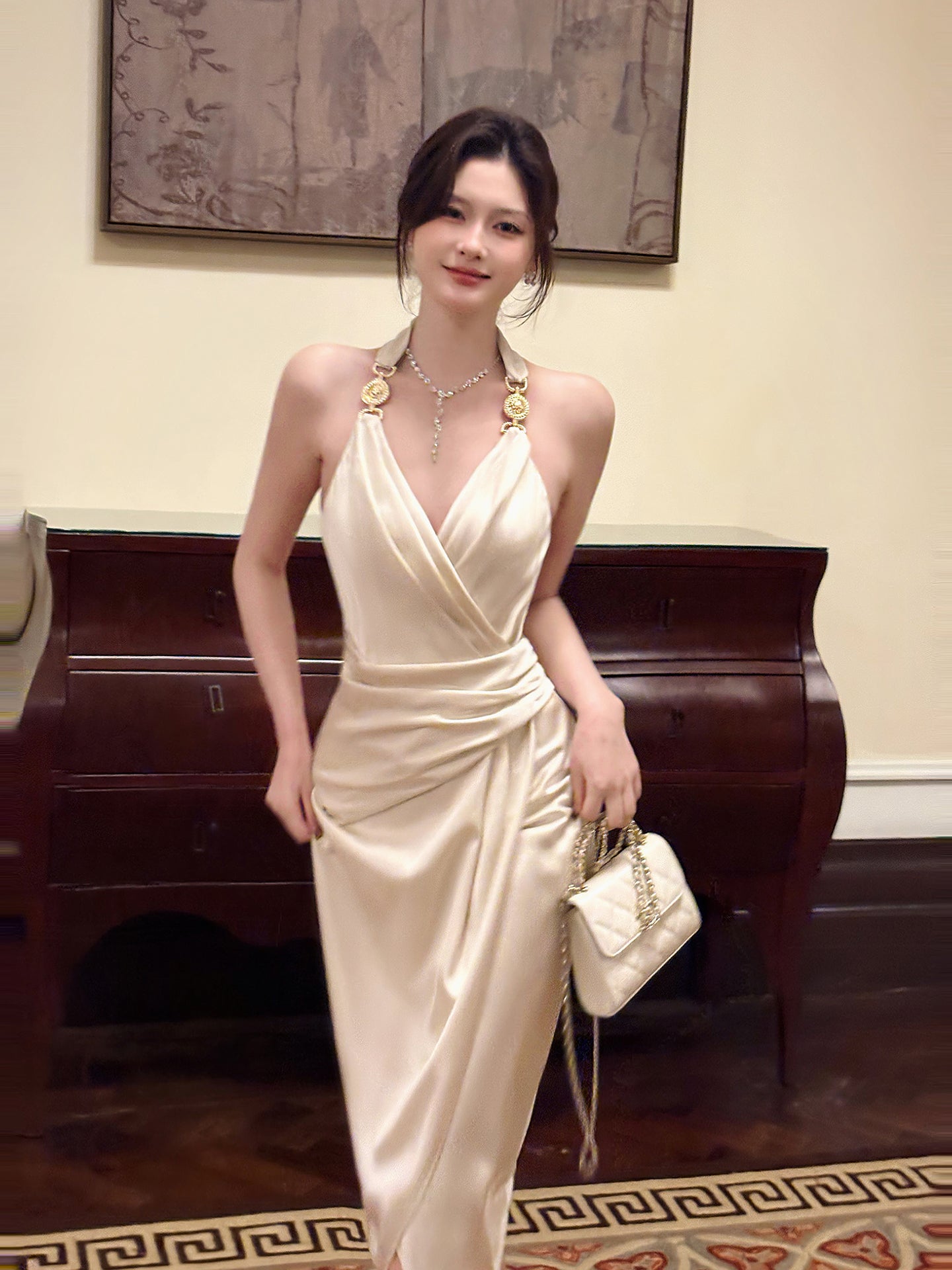 V Neck Evening Dress Formal Party Dress Birthday Dress L7