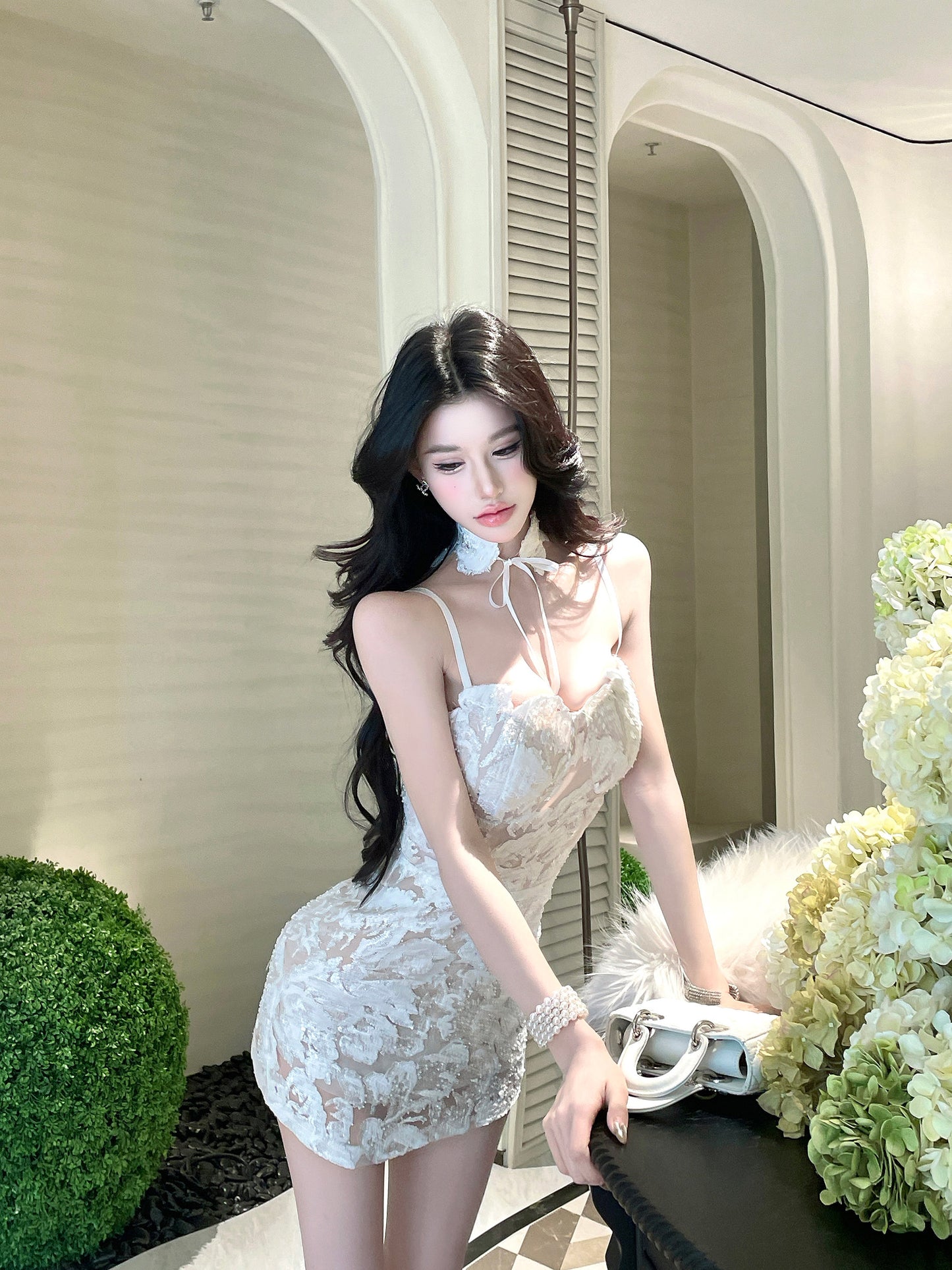 Lace Sheath Birthday Dress Short Sexy Mini Dress  L63