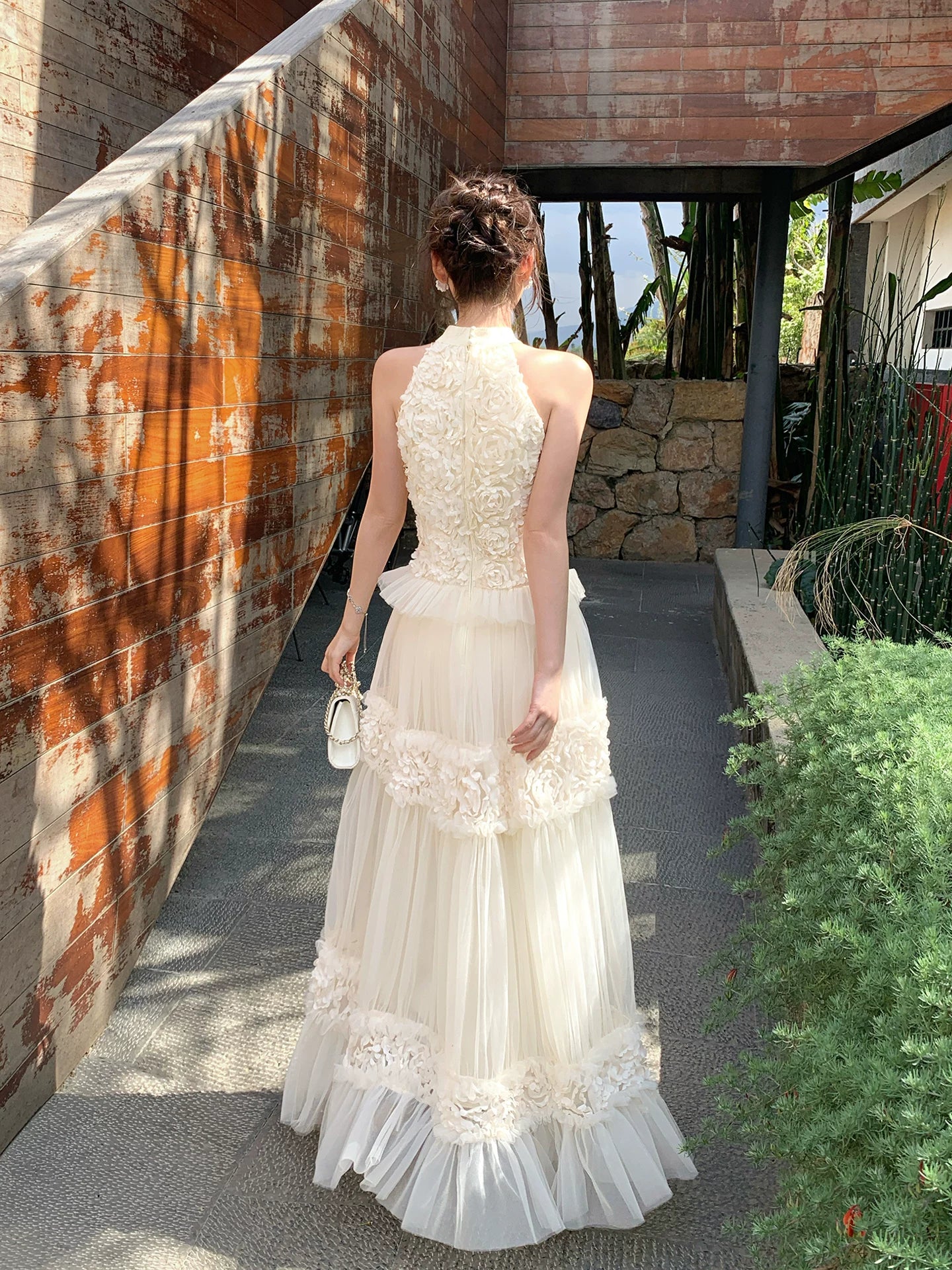 Lace Sleeveless A Line Birthday Dress  Flower Wedding Dress   L155
