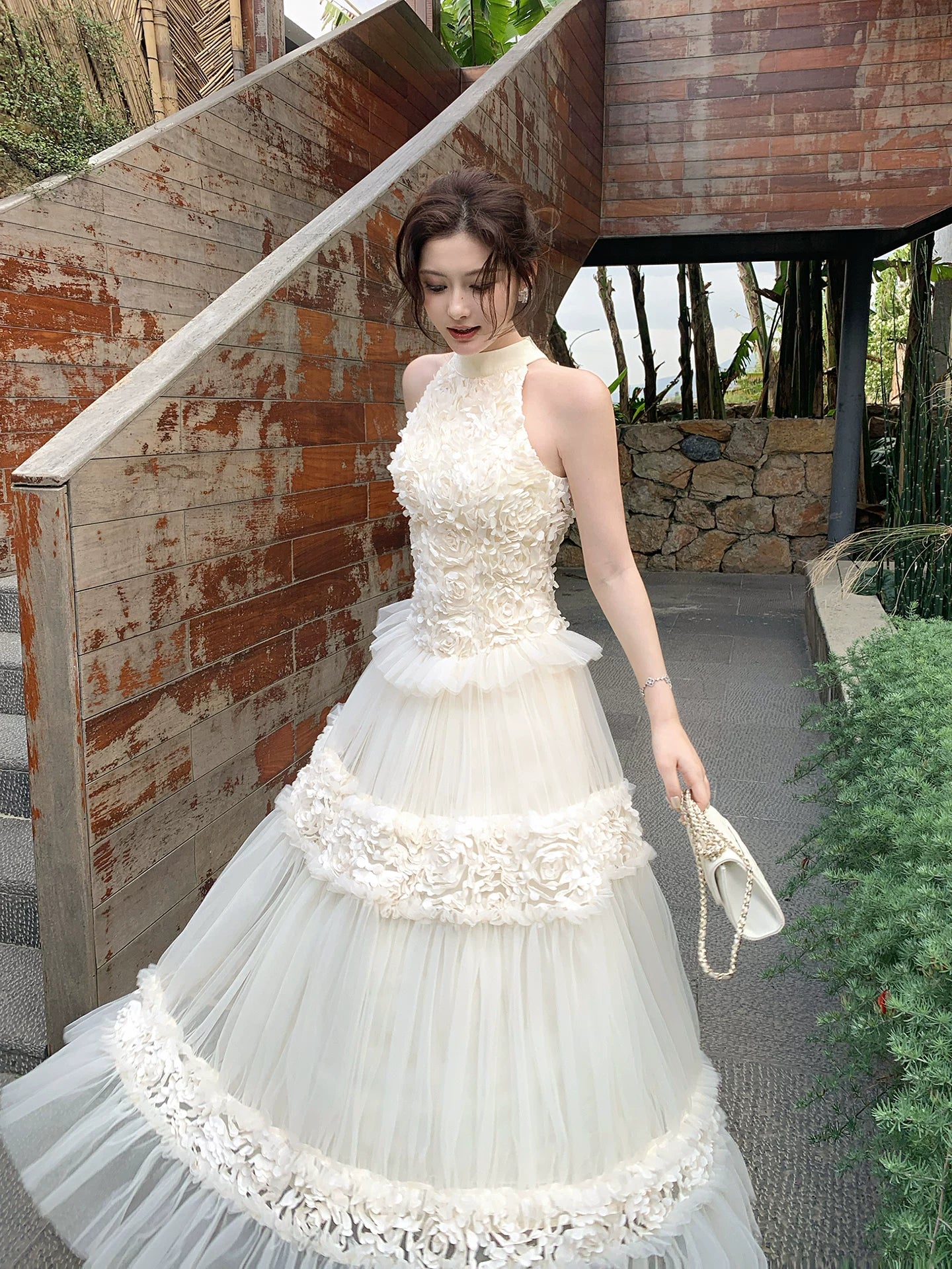 Lace Sleeveless A Line Birthday Dress  Flower Wedding Dress   L155