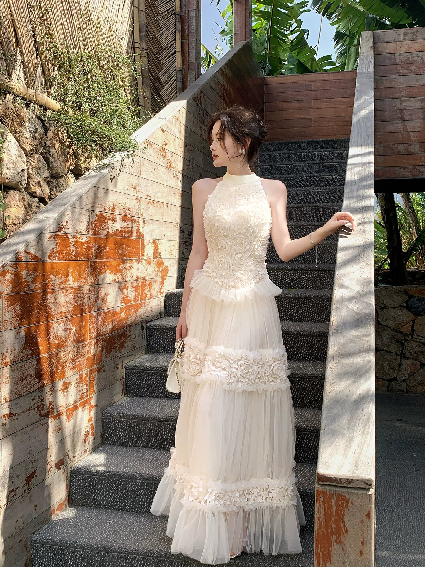 Lace Sleeveless A Line Birthday Dress  Flower Wedding Dress   L155