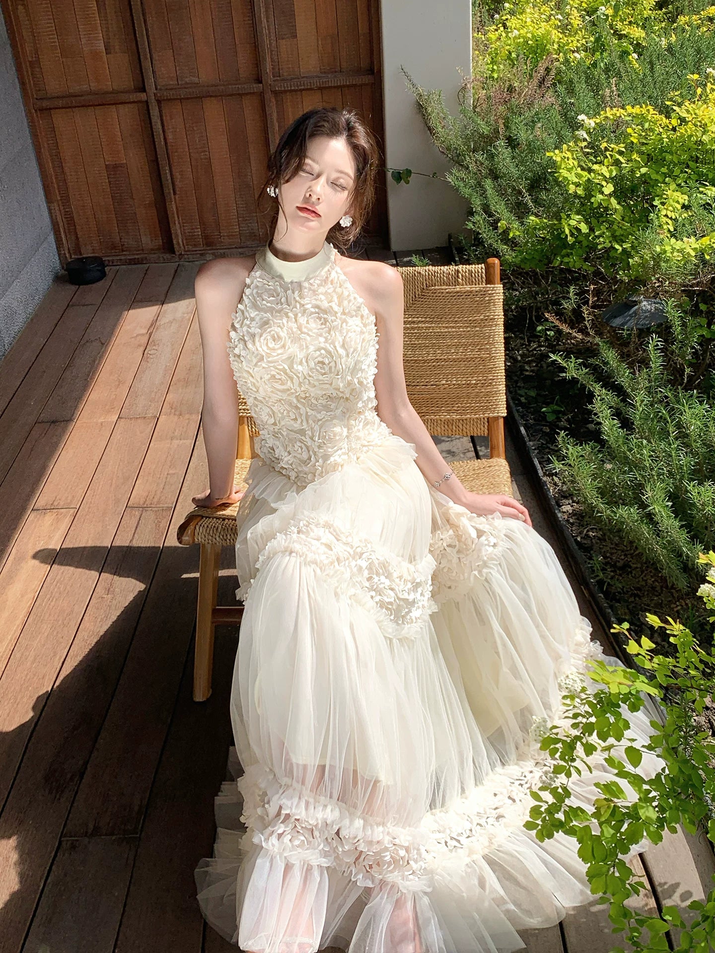 Lace Sleeveless A Line Birthday Dress  Flower Wedding Dress   L155