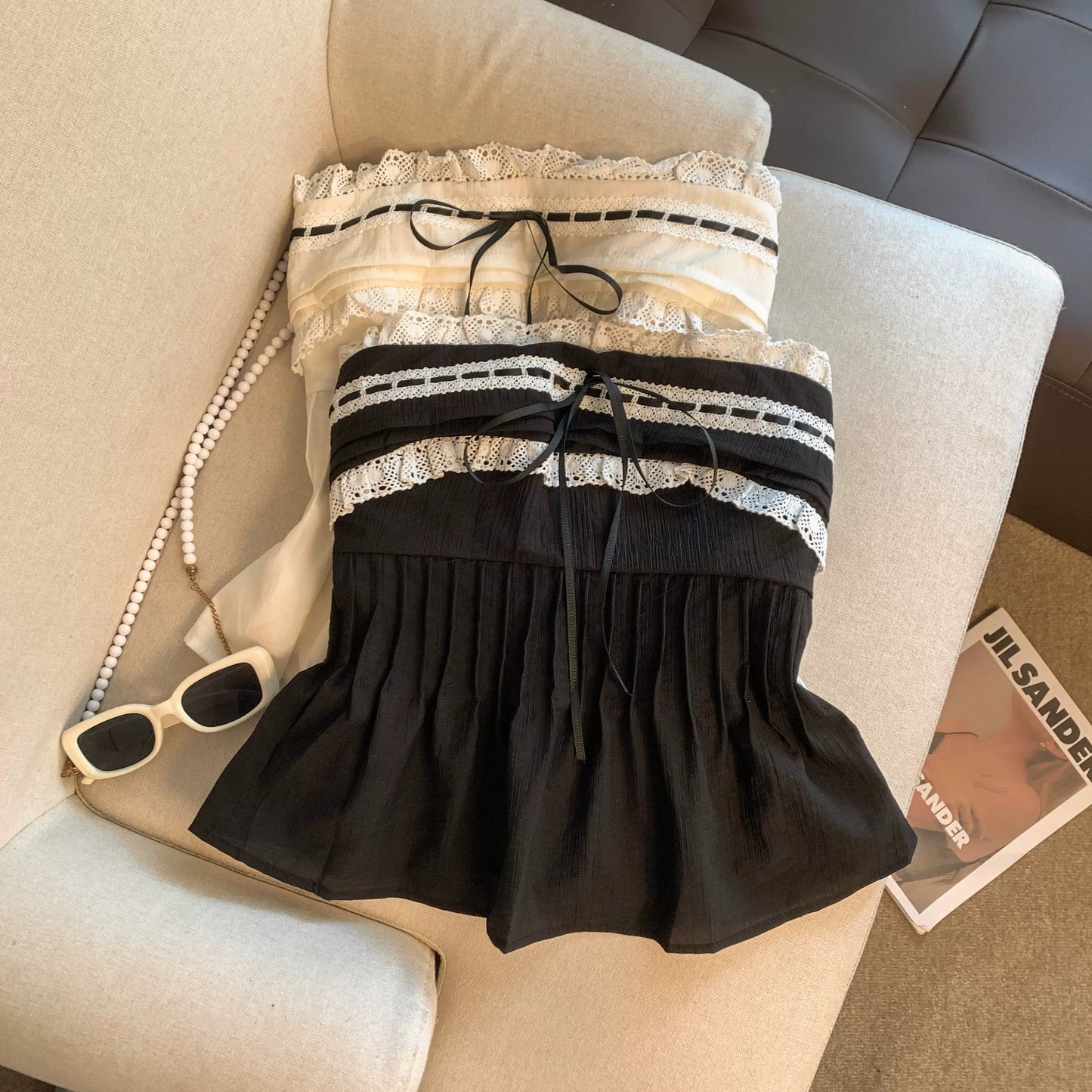 Lace Strappy Bow Sweet  Top  L128
