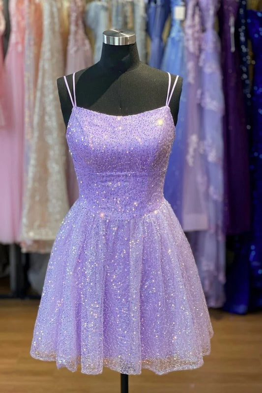 Lilac A Line Short Homecoming Dress Cocktail Dress   P1568