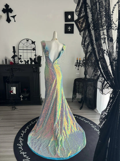 Mermaid Sequins Formal Prom Dress Sparkle Evening Gowns   P1989