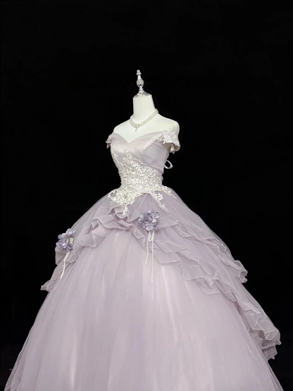Off The Shoulder A Line Lilac Prom Dress Sweet 16 Birthday Gown  P1166